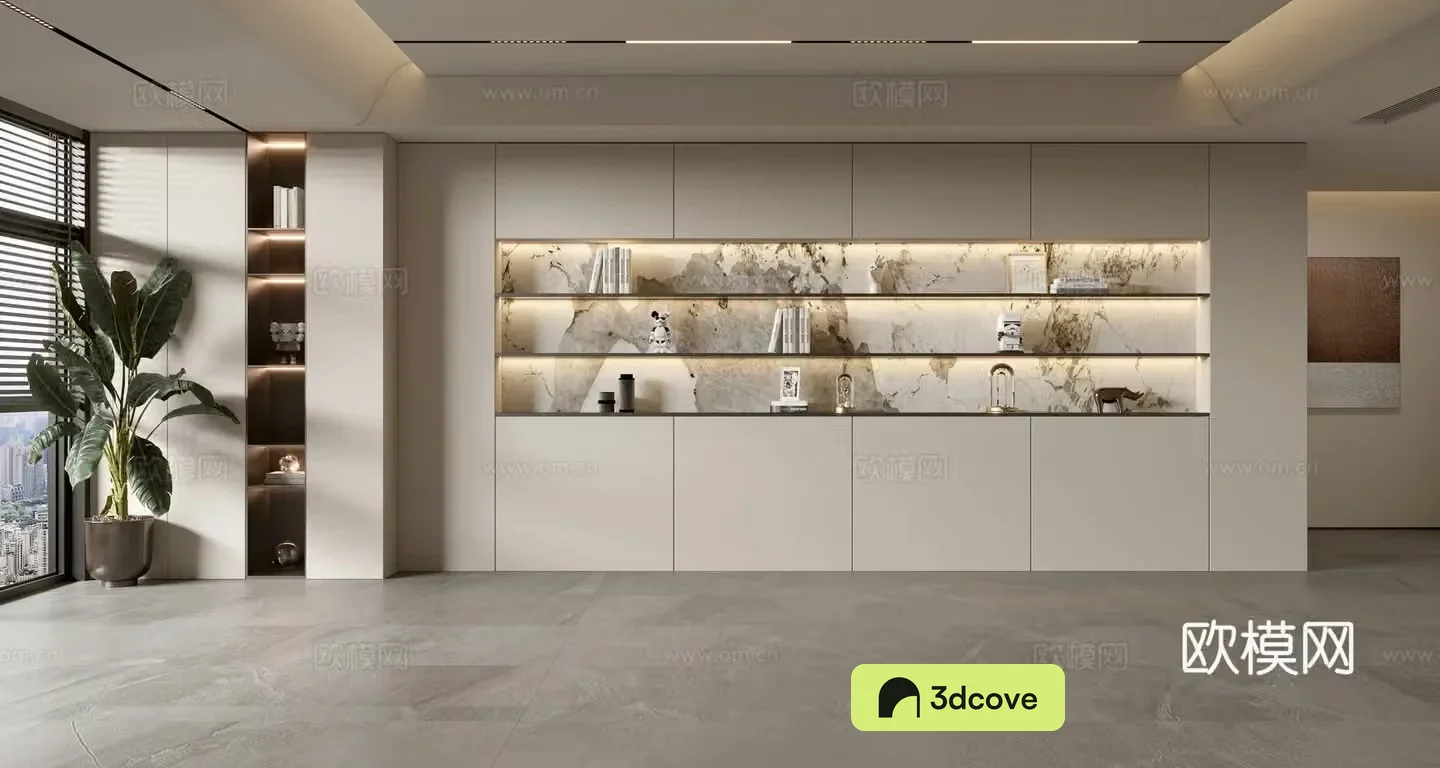 Modern sofa background wall full wall cabinet