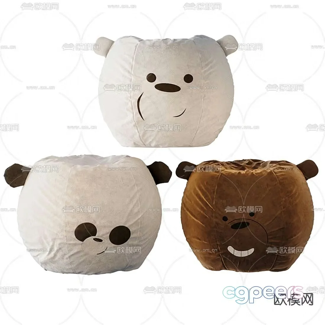 Modern cartoon bear children’s sofa stool 3d model