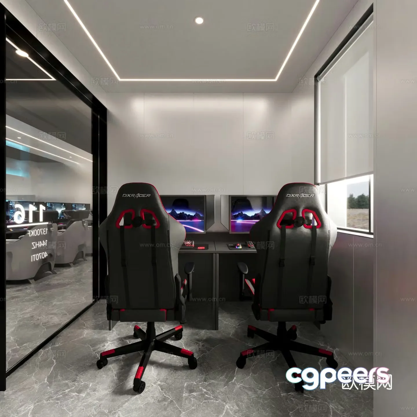 Modern internet cafe double room 3d model
