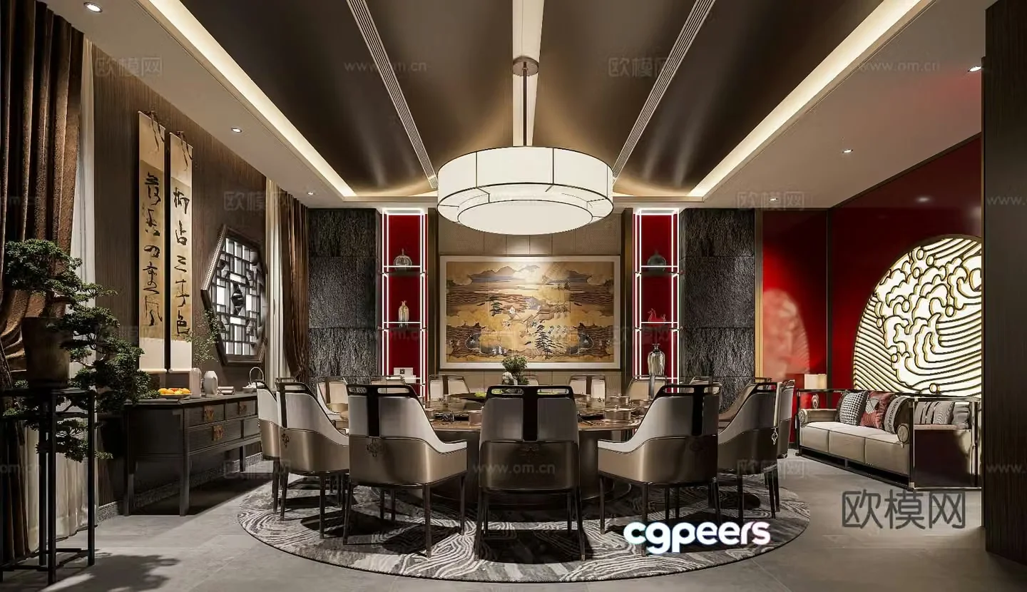 New Chinese restaurant private room 3D model