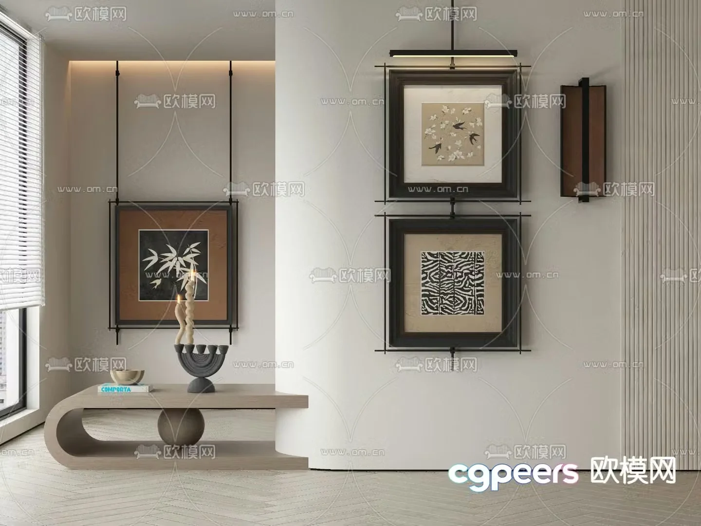 Middle-aged decorative paintings hanging paintings 3D model