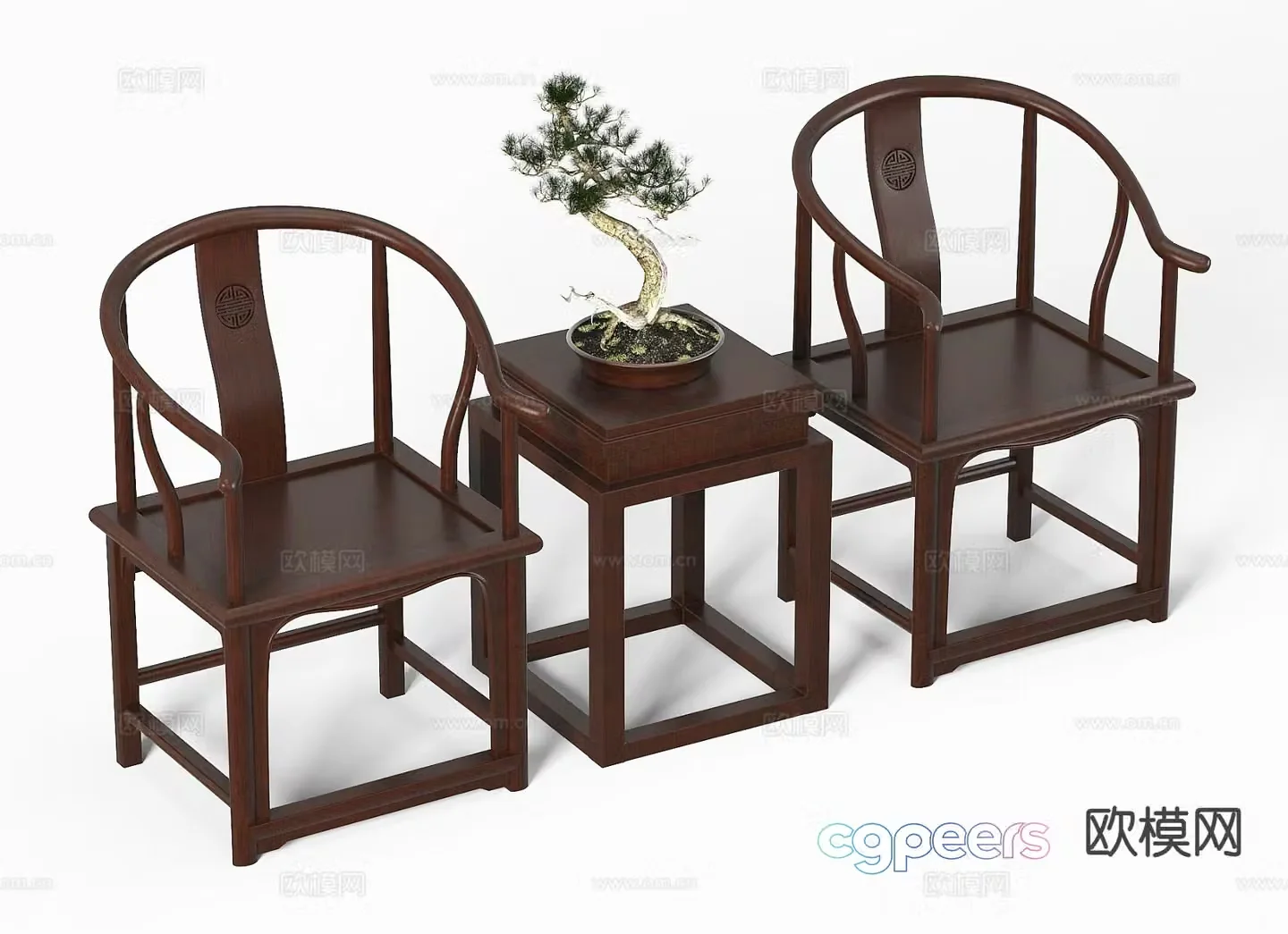 Chinese armchair Taishi chair 3D model