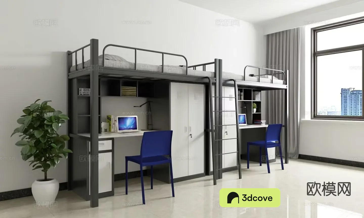 School dormitory bed upper bed and lower table upper and lower bed