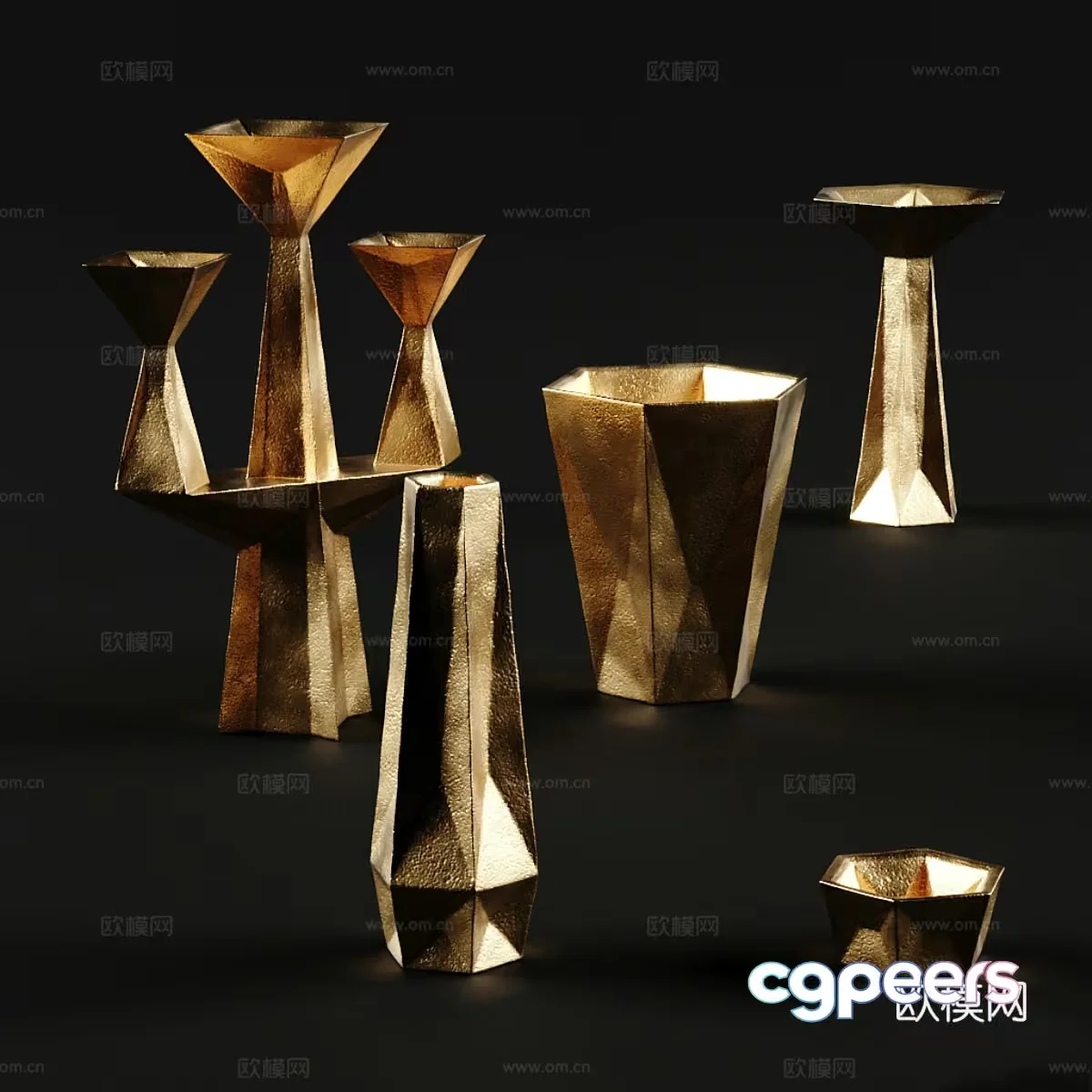 Gold Vase 3D Model – 13630 – VRAY Render