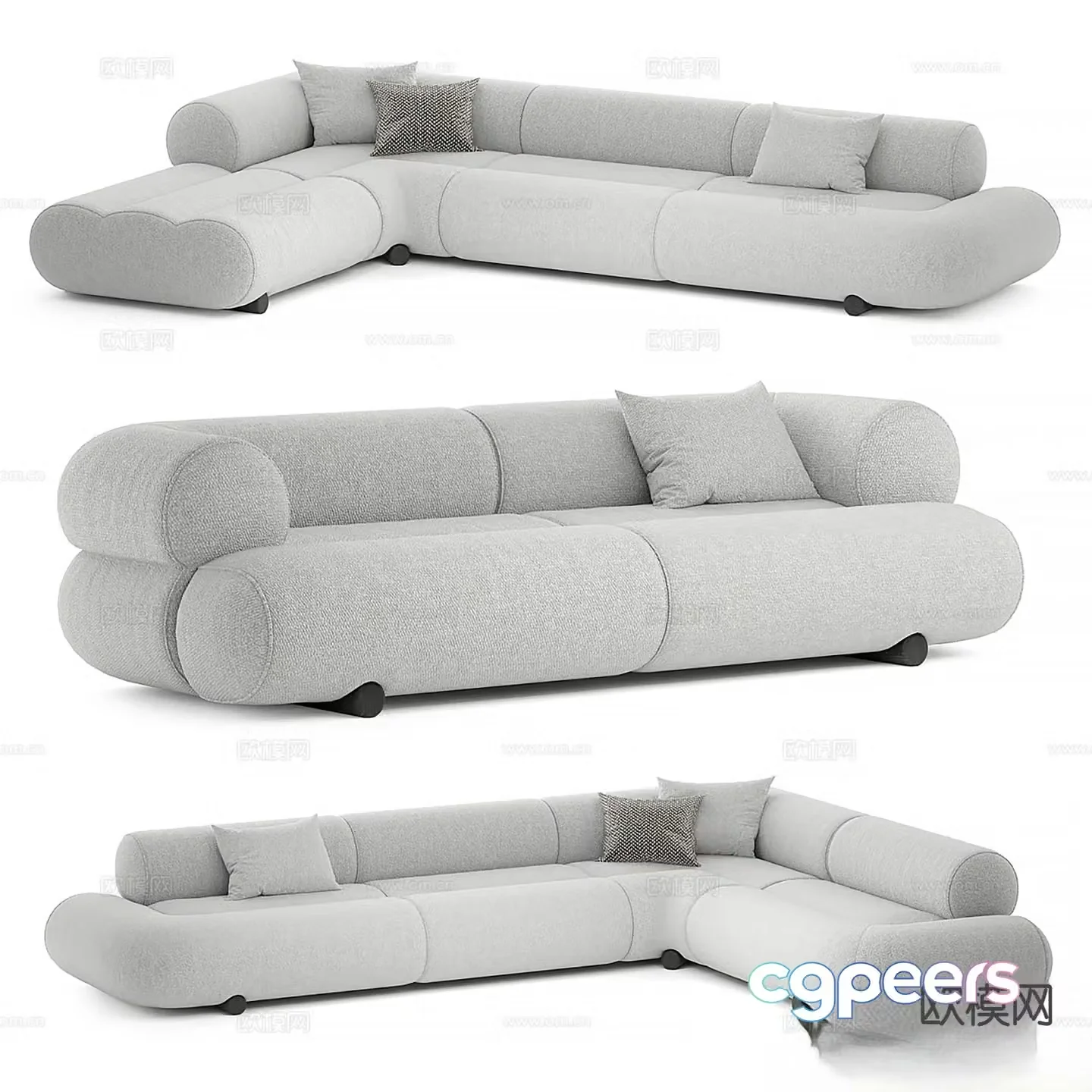 bilya double sofa corner sofa 3d model