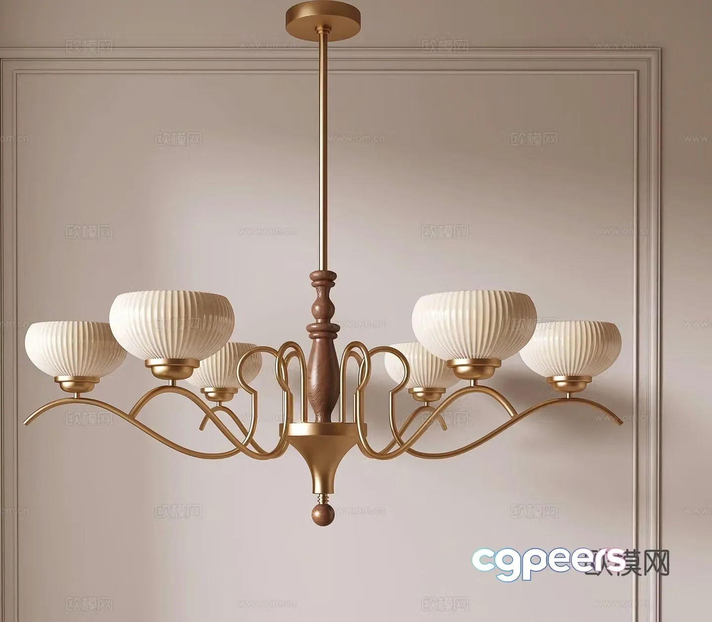 Medieval style multi-head chandelier 3D model
