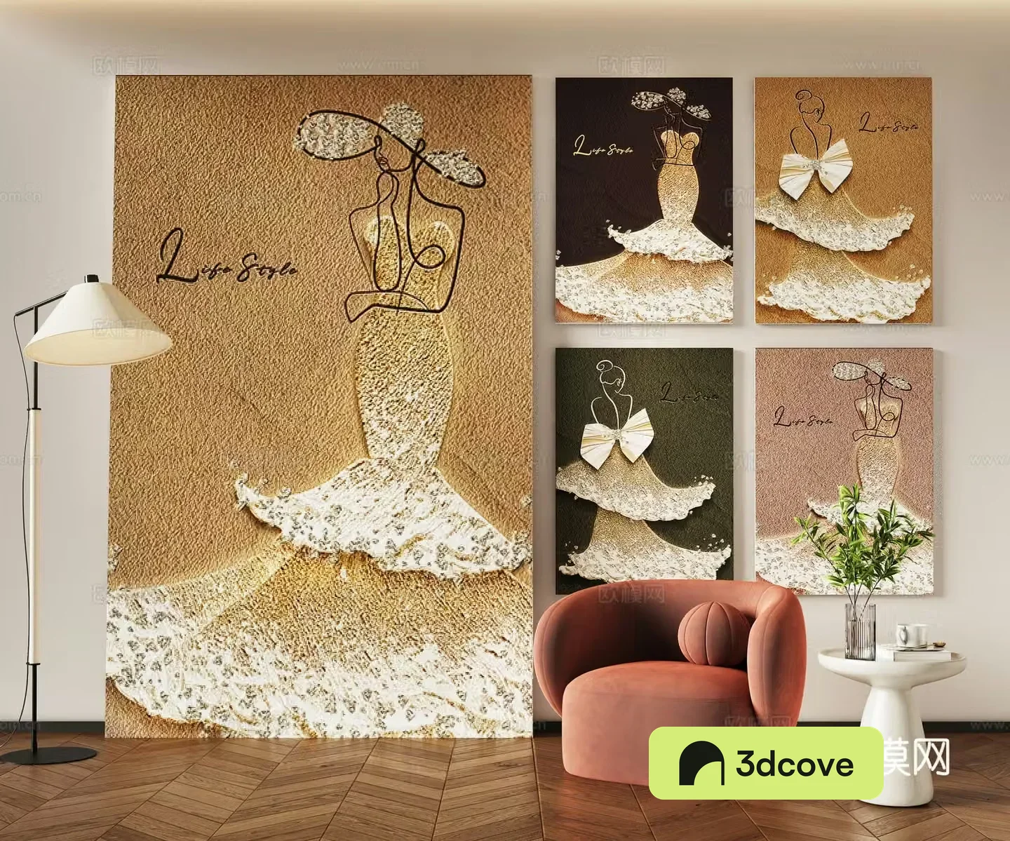 Creamy style texture hanging painting Character art painting