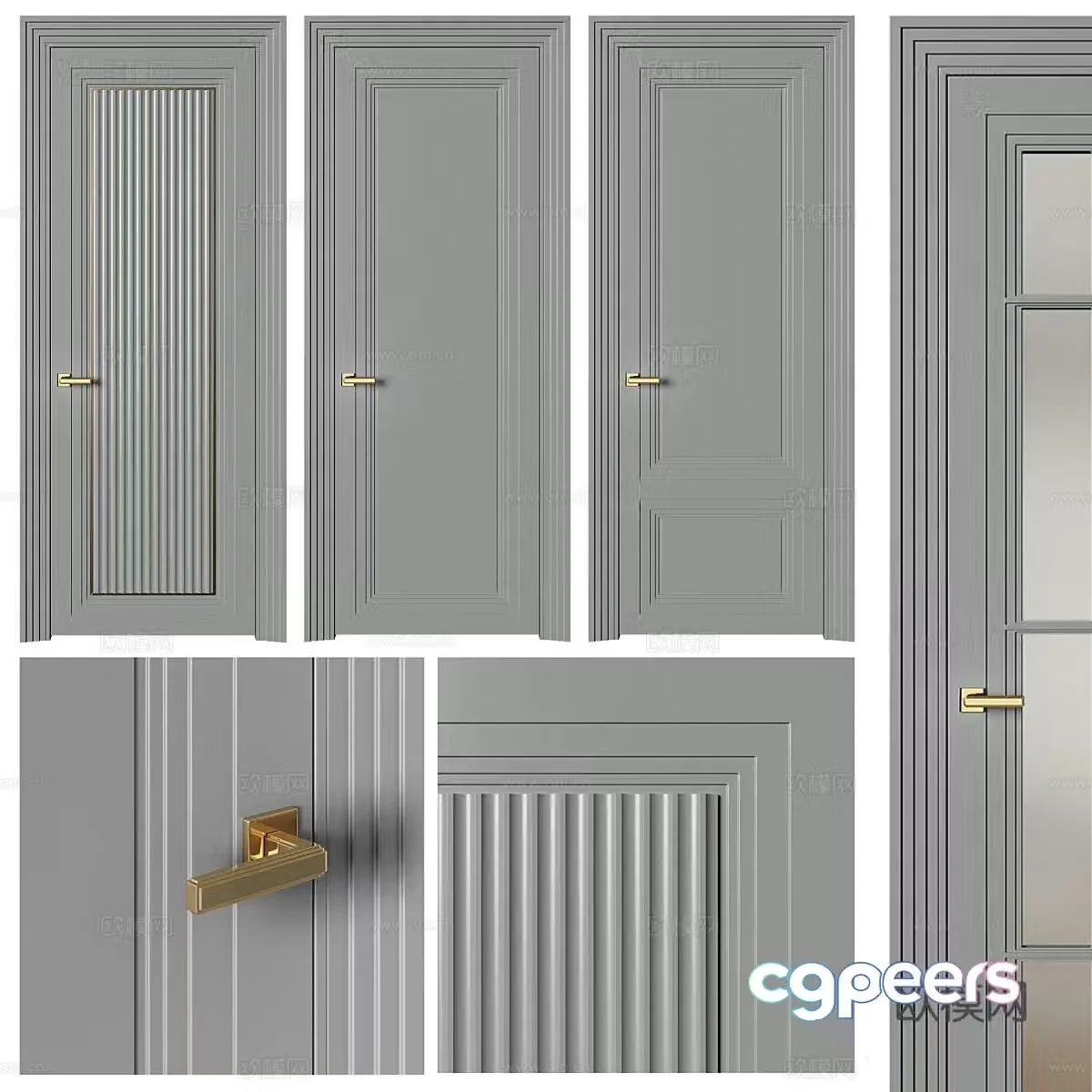 Modern room door bathroom door single door 3D model
