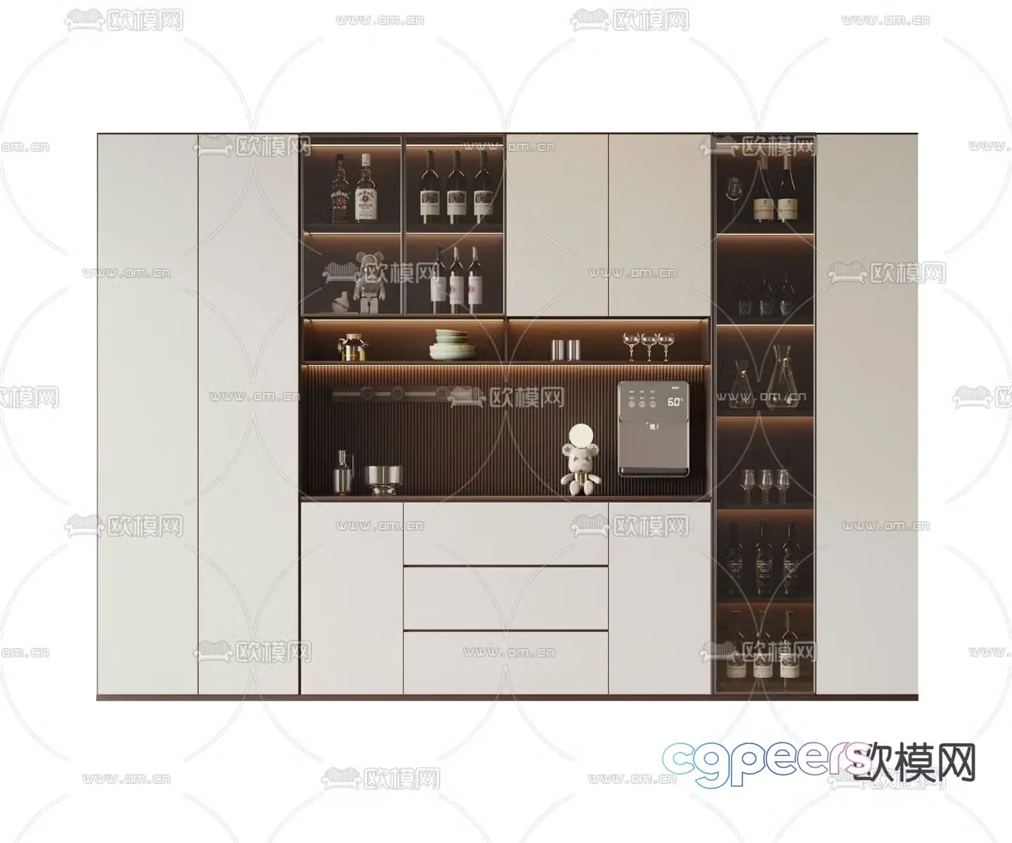 Modern wine cabinet sideboard 3d model