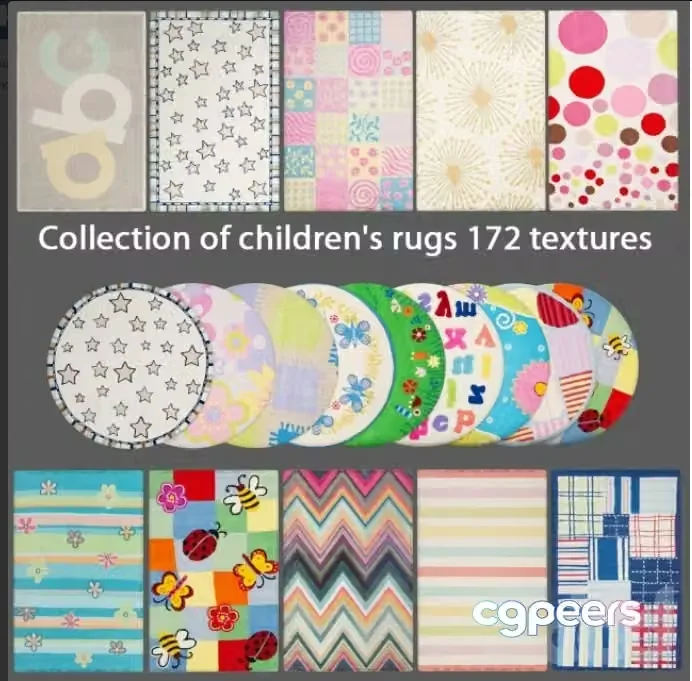 3ds Max Free – Collection of children’s carpets 172 pcs