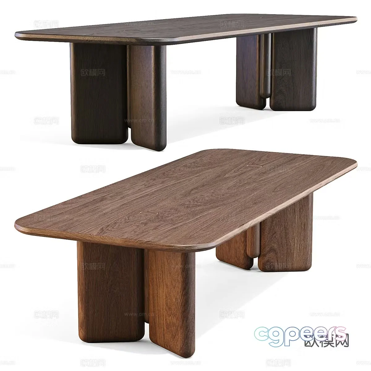 Modern Italian Tami solid wood dining table 3d model