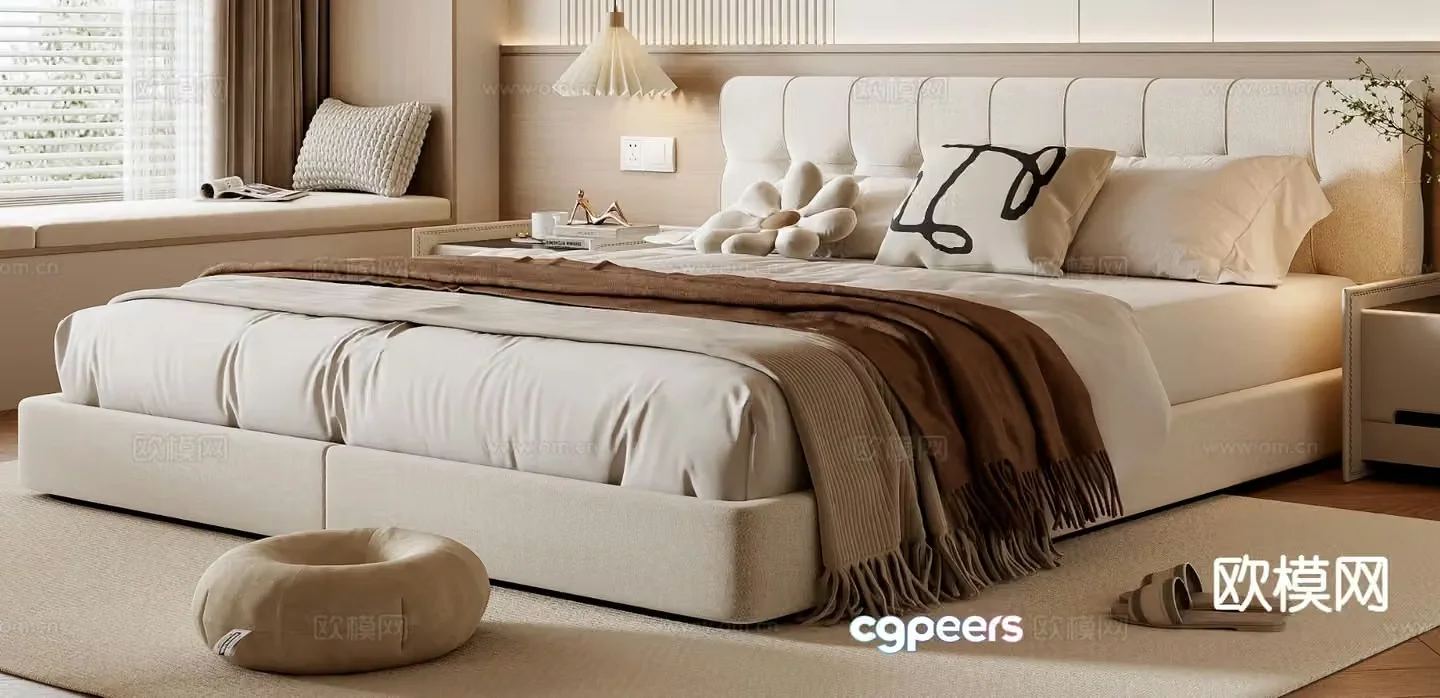 Modern double bed 3d model