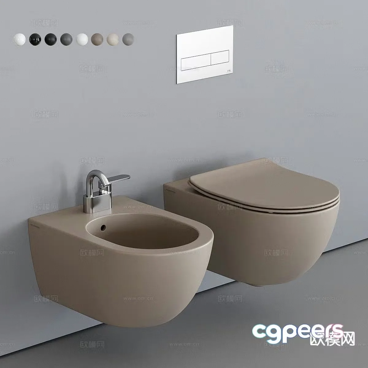 Modern wall-mounted toilet toilet woven cleaner 3d model