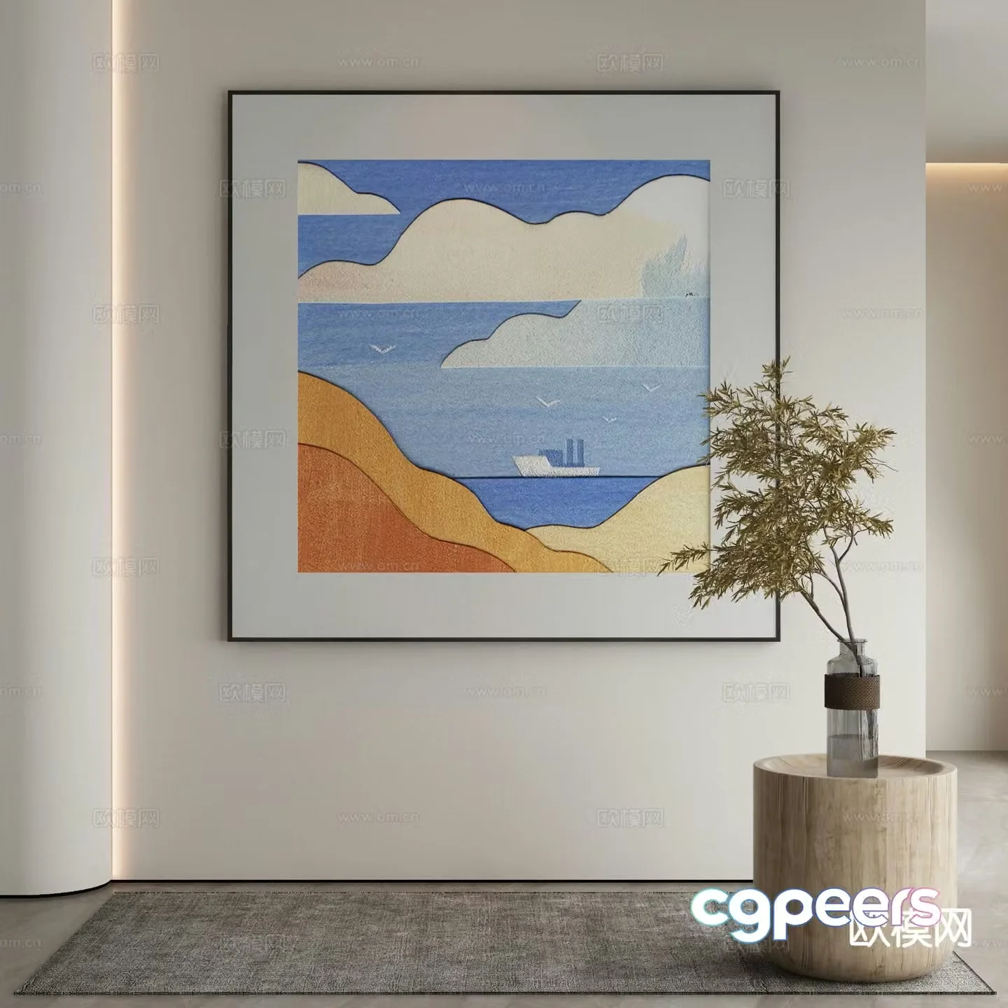 Wabi-sabi art painting texture painting decorative painting 3d model