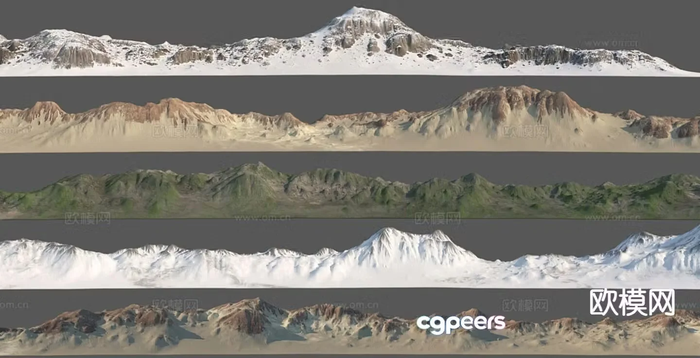 Ring mountain range mountains snow mountain 3d model