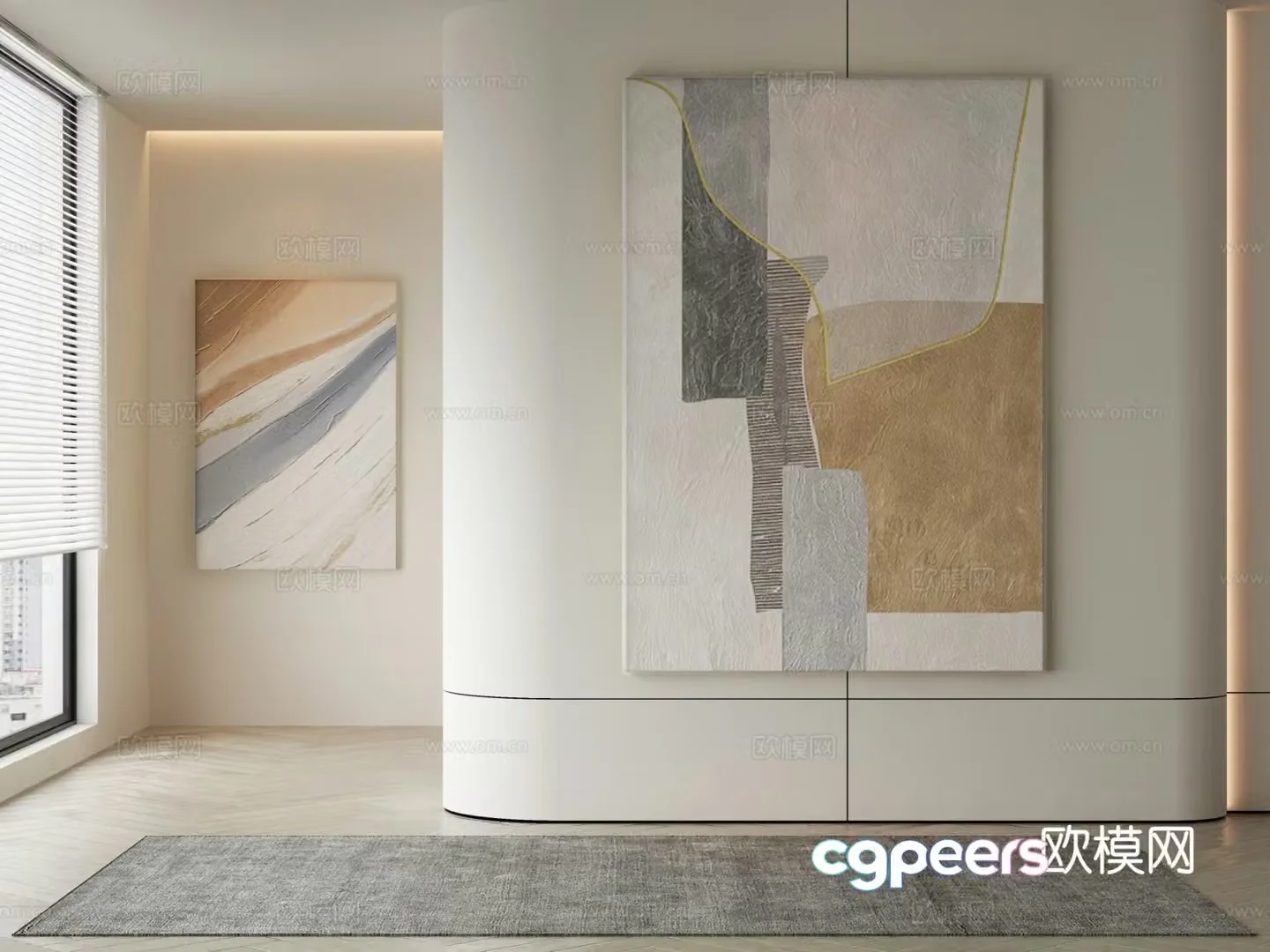 Modern texture painting decorative painting 3d model