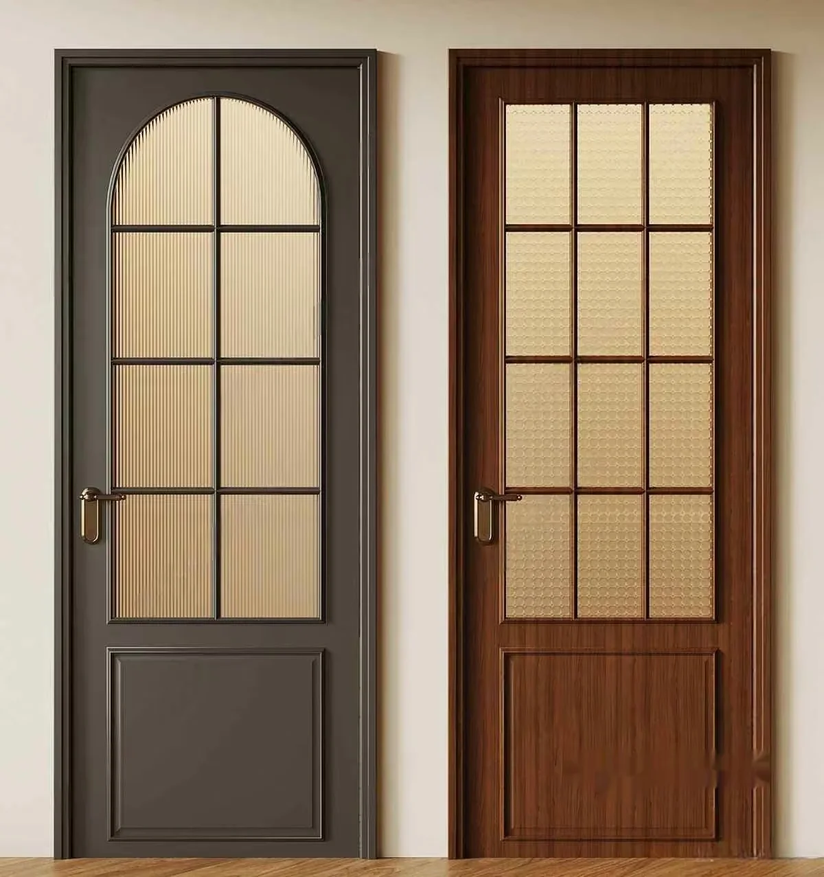 Two Doors. One Is Made Of Wood And The Other Is Dark Gray 3D Model – 7519 – VRAY Render