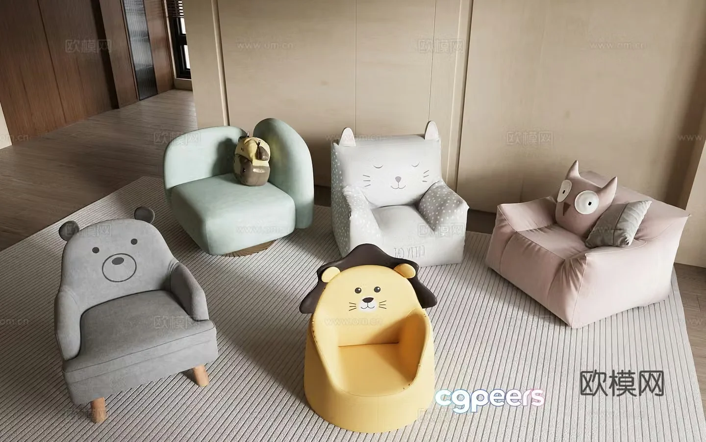 Children’s sofa Children’s chair Children’s chair combination 3D model