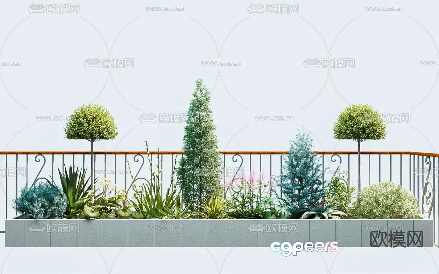 Greening shrubs bushes plant pile 3d model