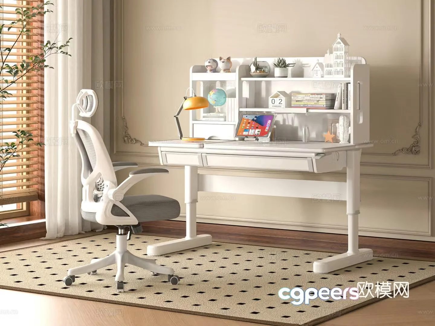 Modern learning table 3d model
