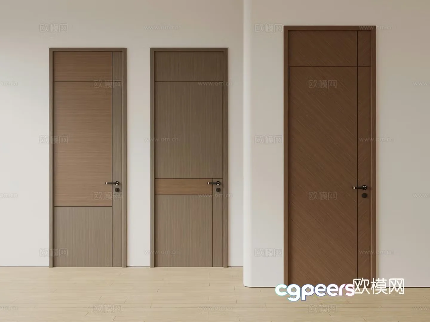 New Chinese style single door door solid wood door through top door 3d model