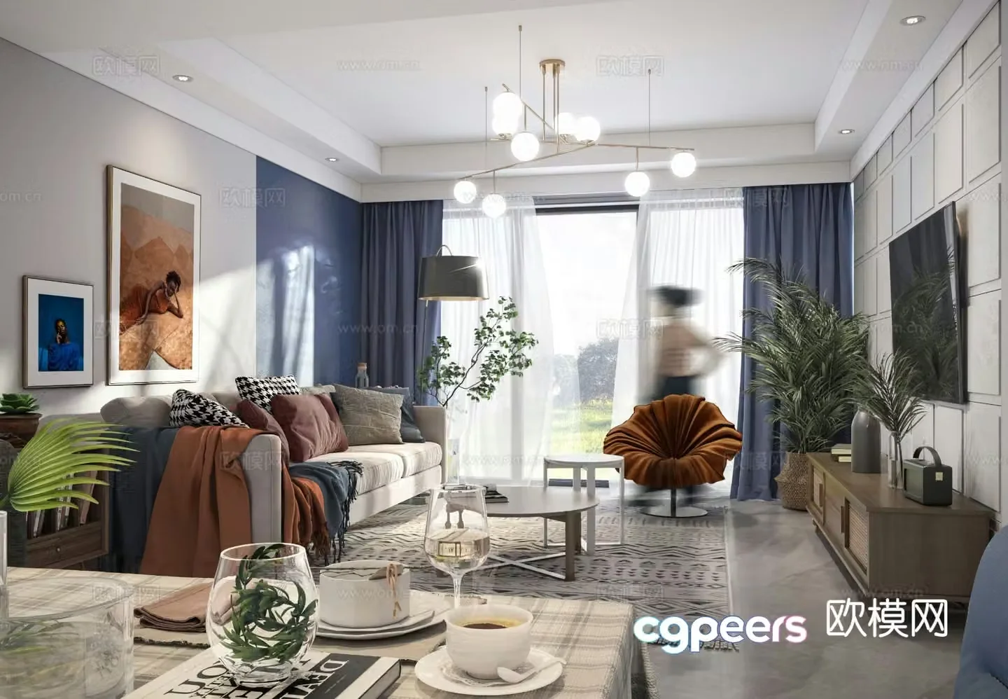 Memphis style living room 3d model