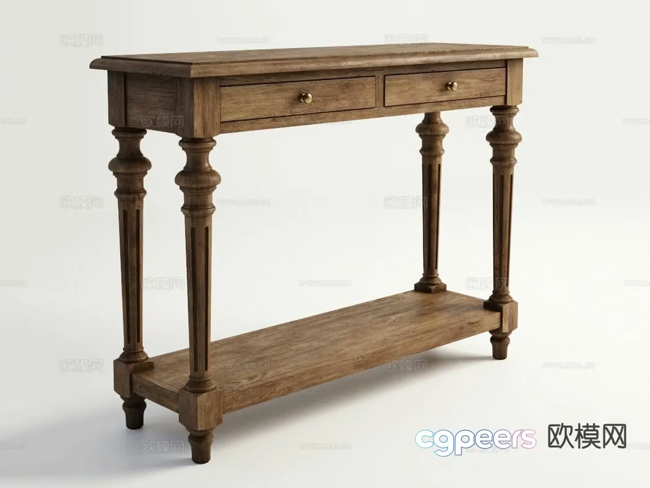 American console table 3D model of end view table