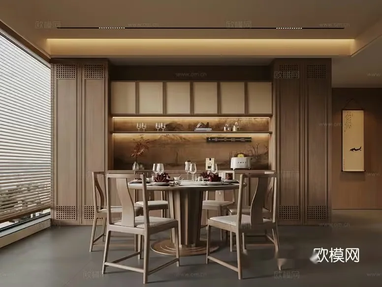 A Modern Dining Room 3D Model – 12154 – VRAY Render