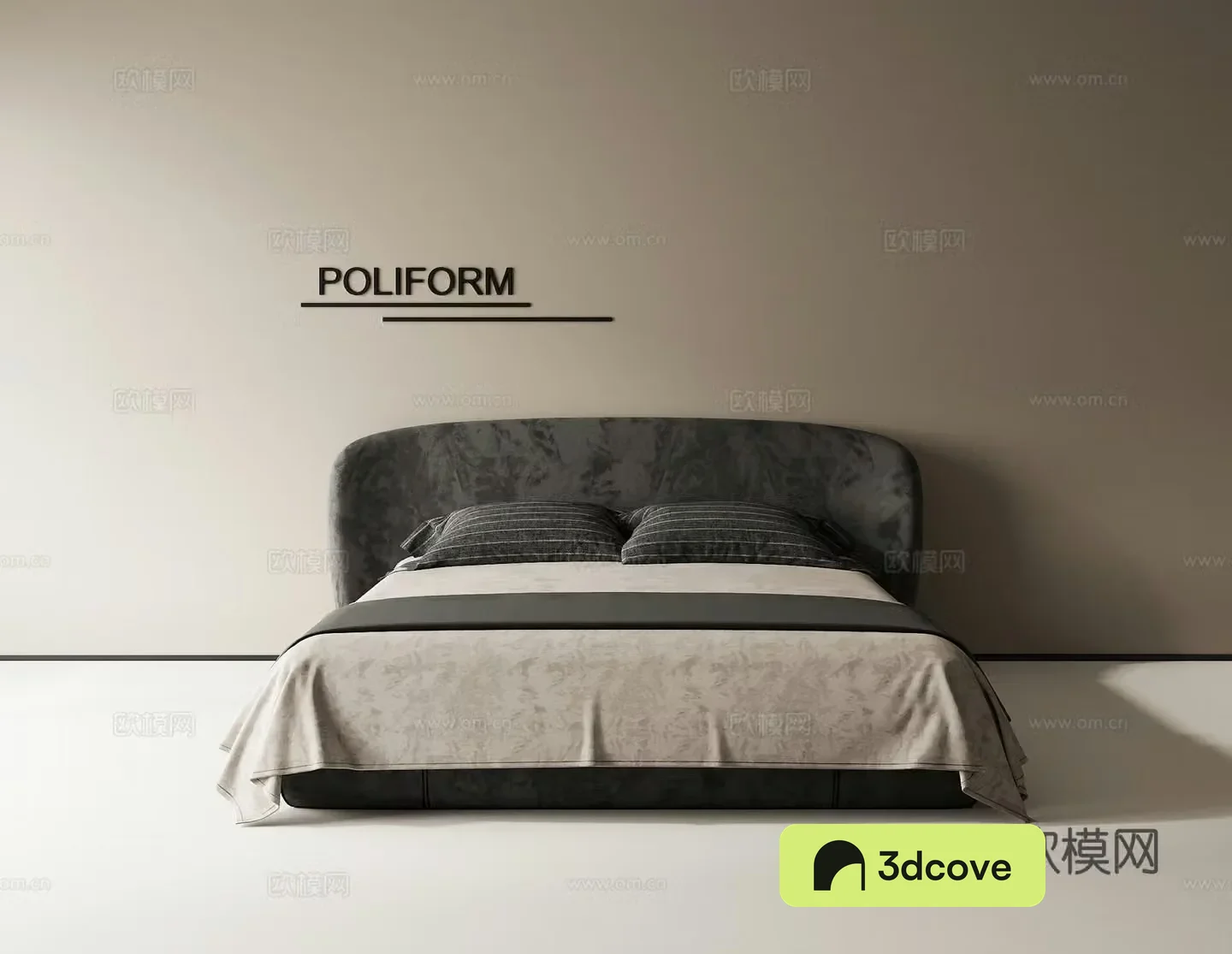 Middle-aged double bed 3d model