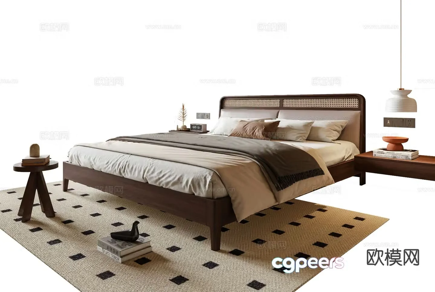 Medieval style double bed 3d model