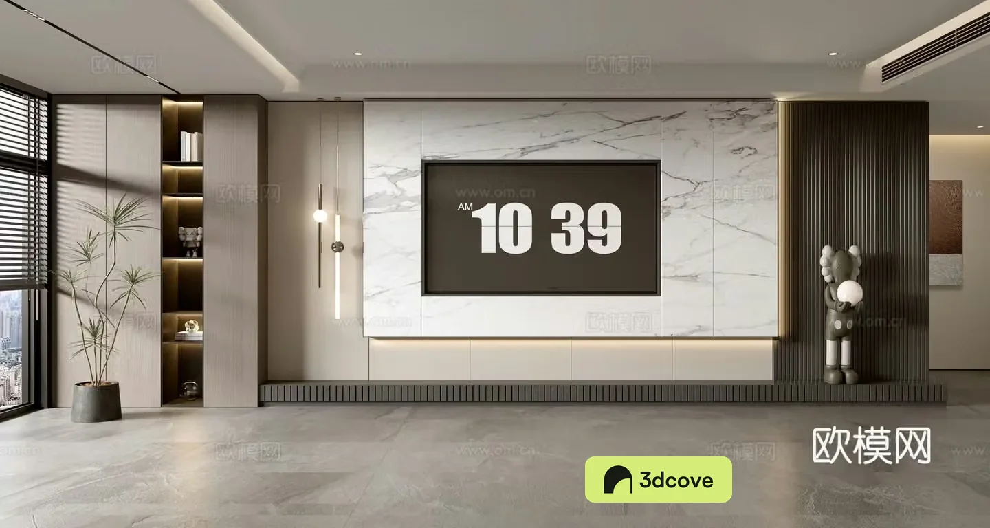 Modern minimalist TV background wall TV wall full wall TV cabinet