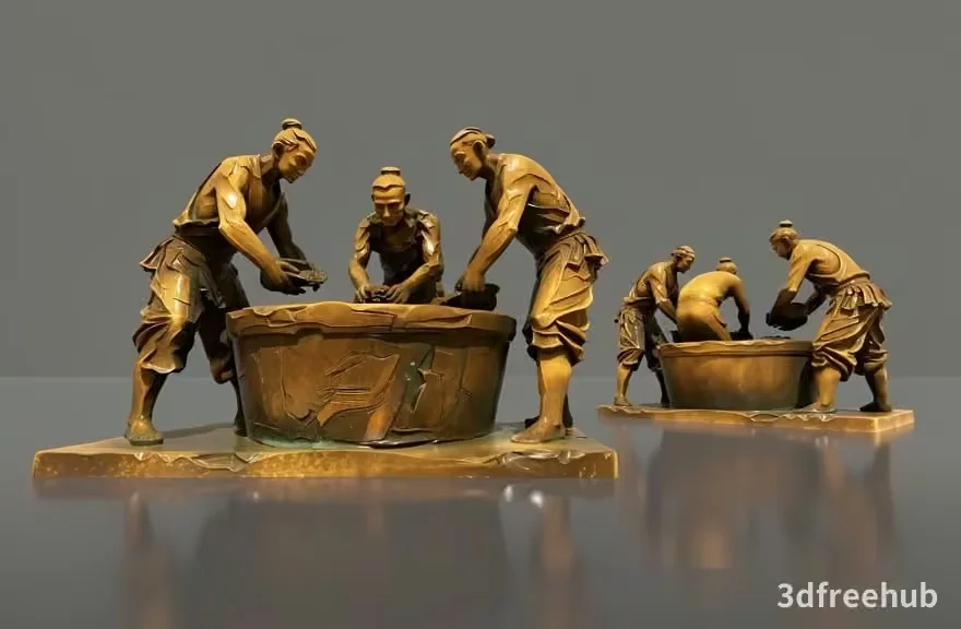 The Main Subject Is A Group Of People Making Pottery 3D Model – 4737 – VRAY Render