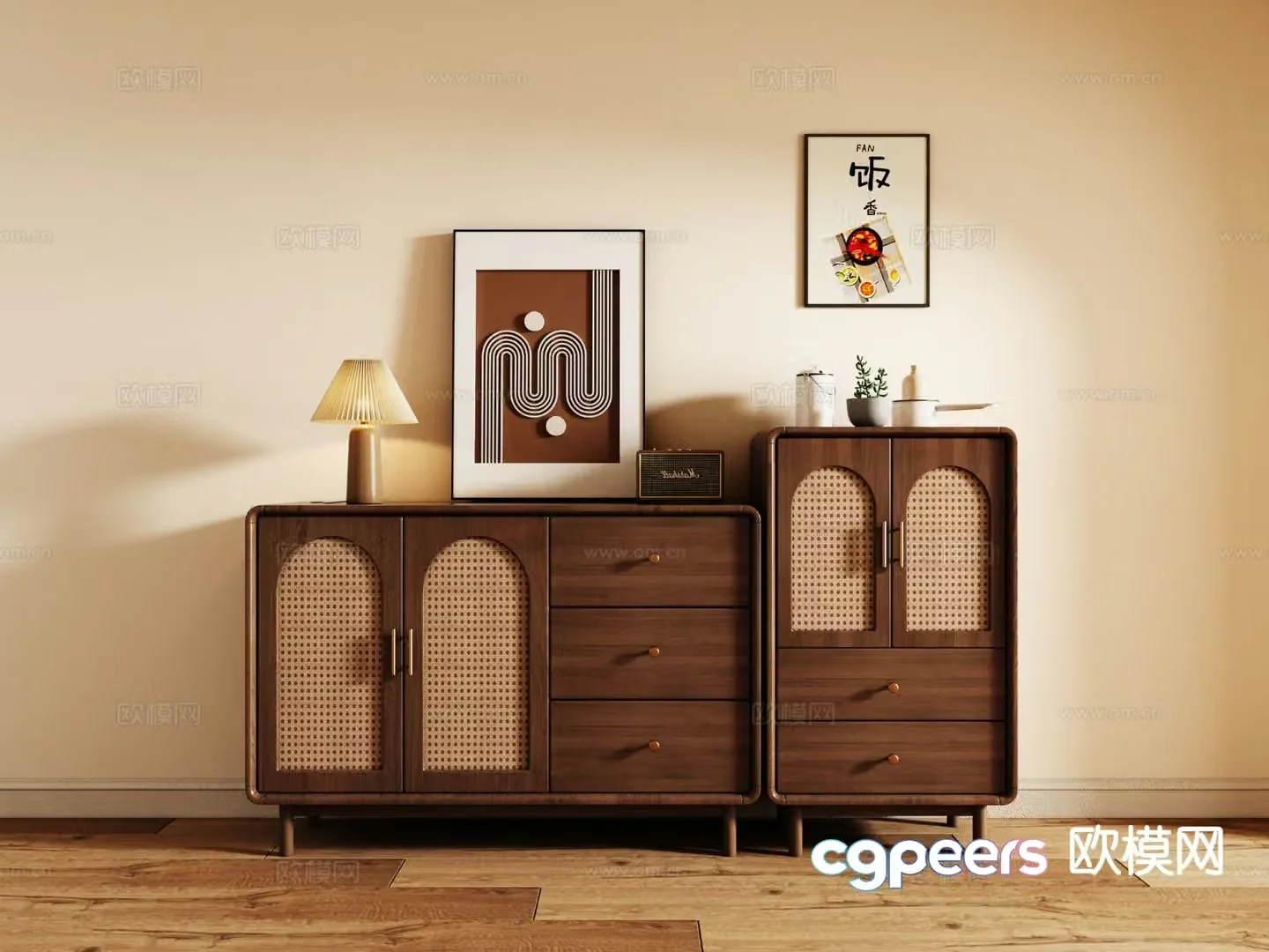Medieval style entrance cabinet end view cabinet low cabinet drawer cabinet 3D model