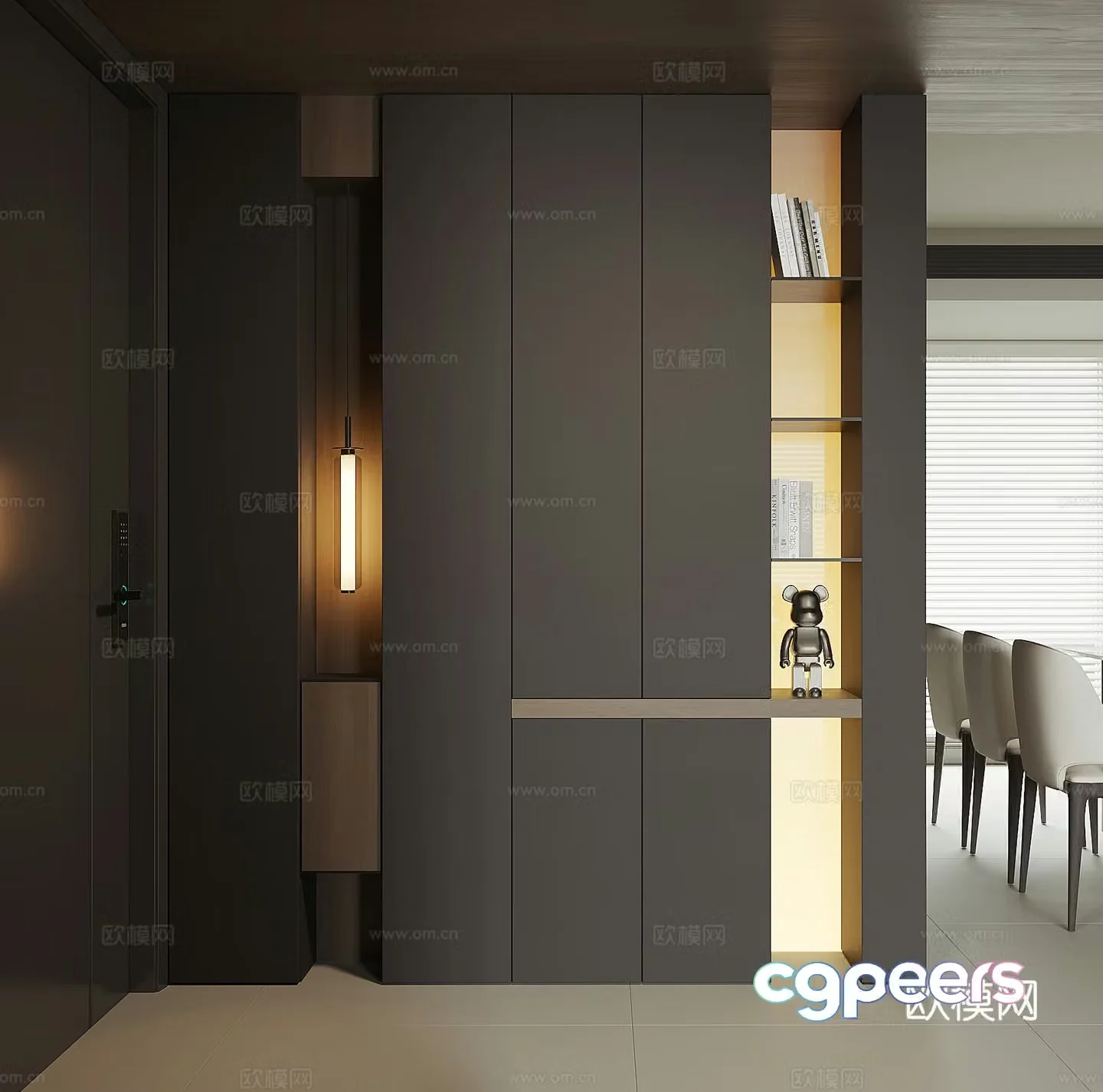 Modern home entrance shoe cabinet 3D model