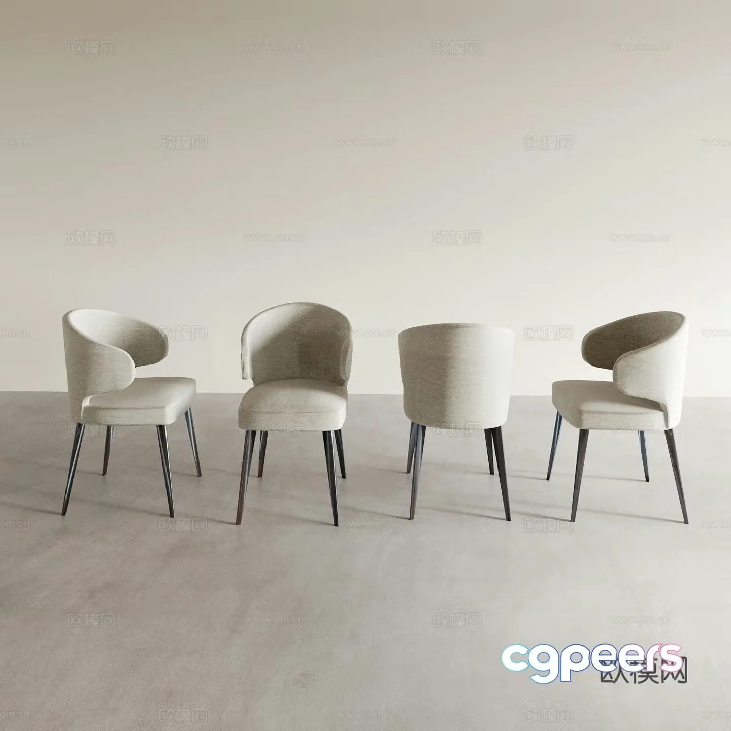 Modern chair dining chair dressing chair makeup chair back chair 3d model