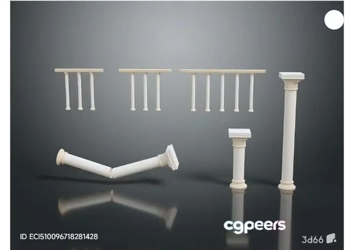 White Architectural Elements 3D Model – 5581 – VRAY Render