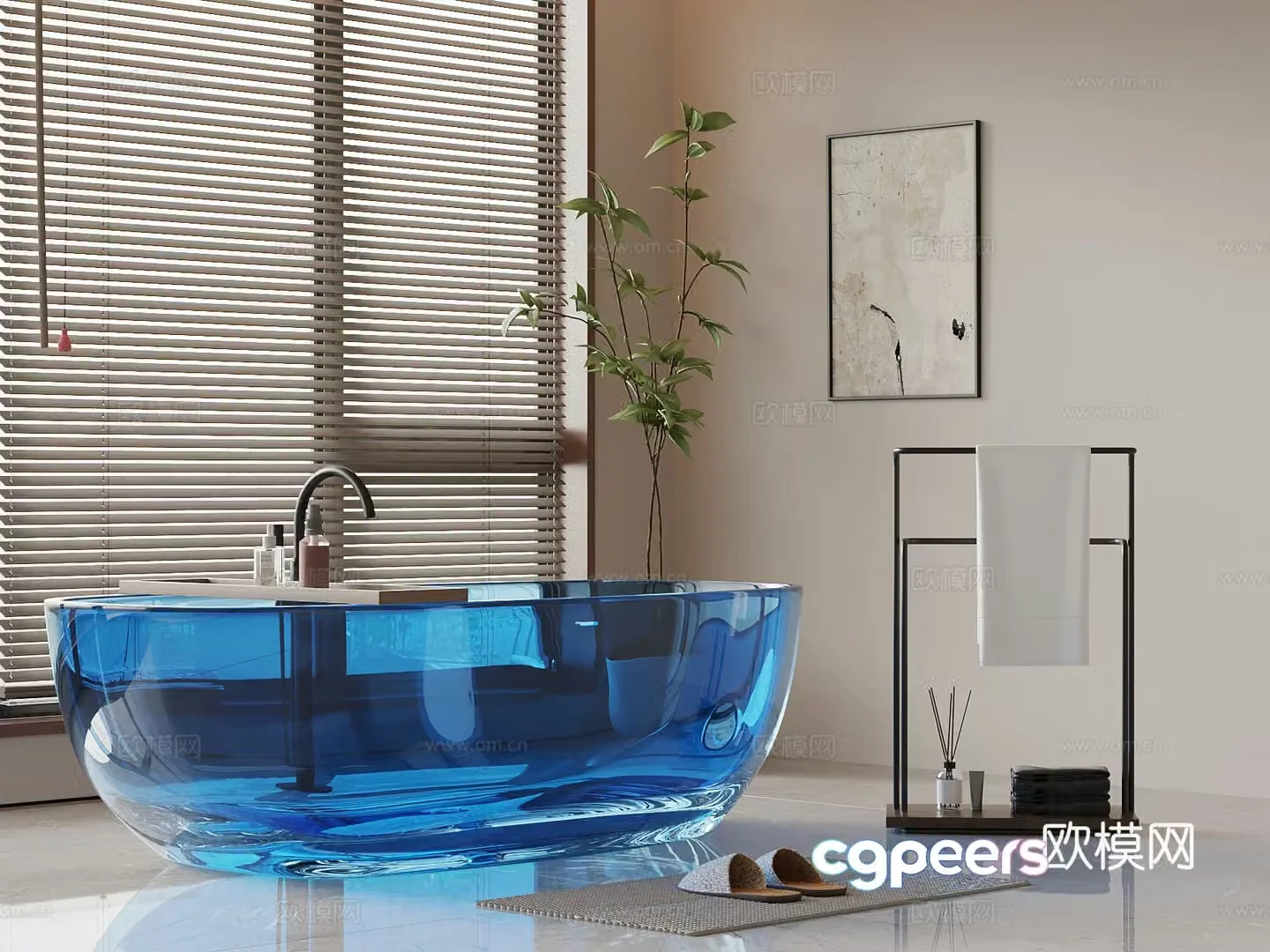Bathtub Modern Bathtub Bathroom Small Parts 3D Model