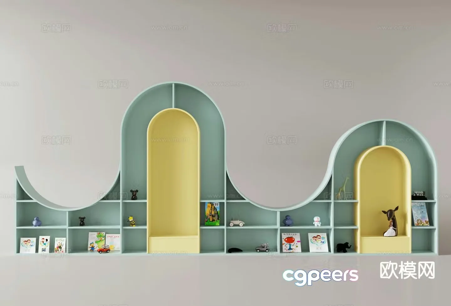 Children’s bookcase floor cabinet 3d model