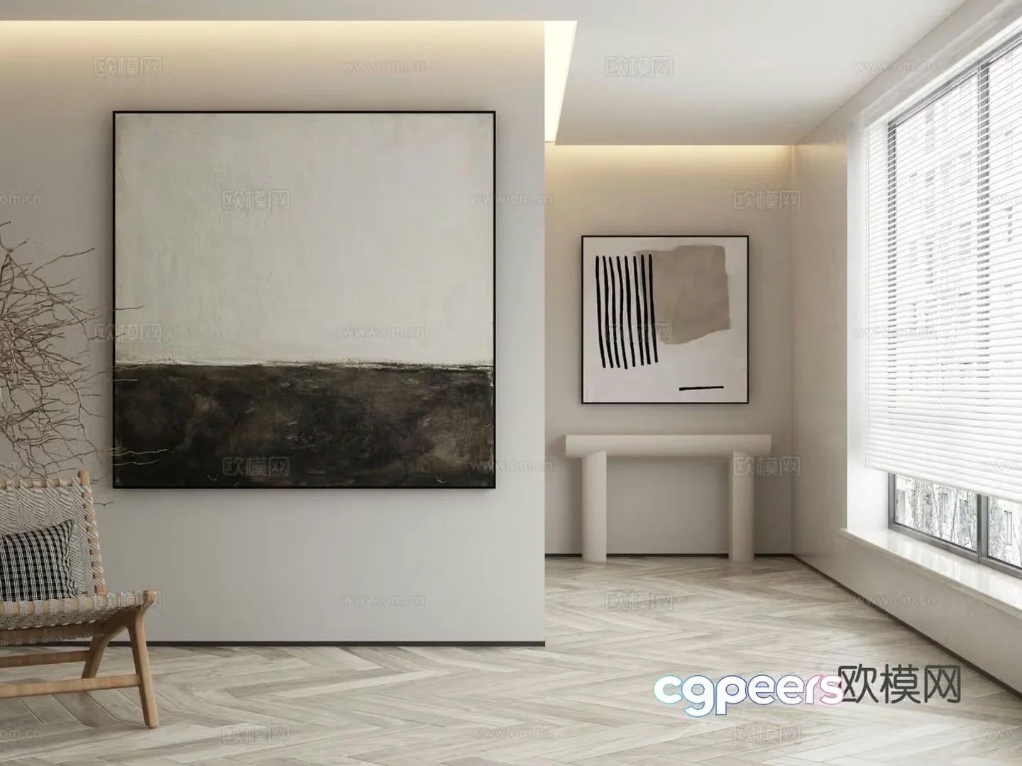 Wabi-sabi painting texture painting decorative painting hanging painting 3D model