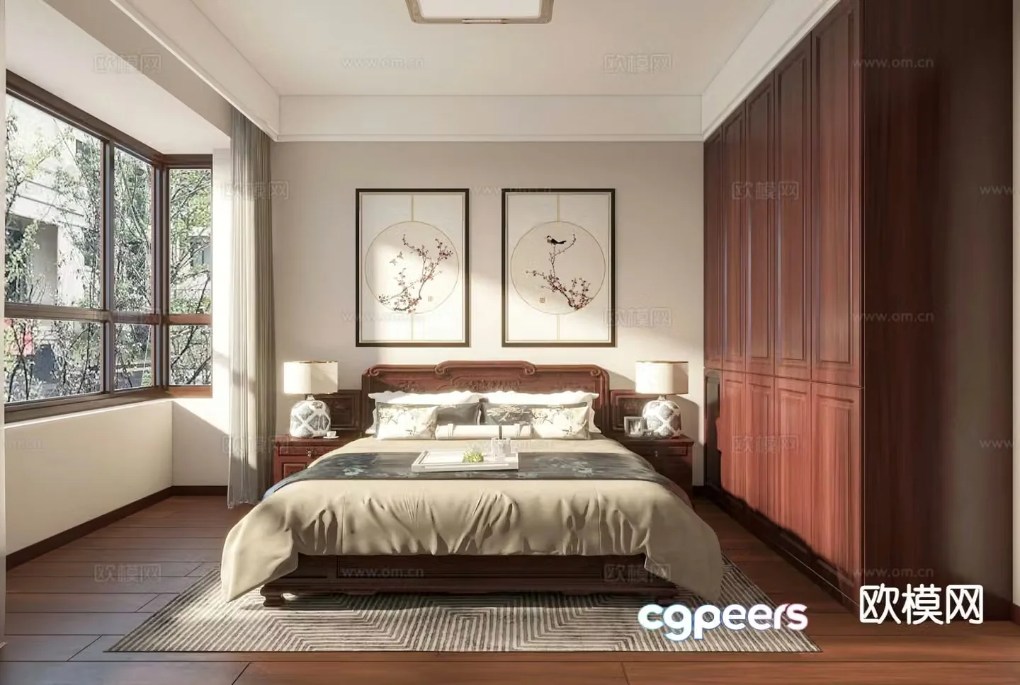 Chinese style bedroom master bedroom 3d model