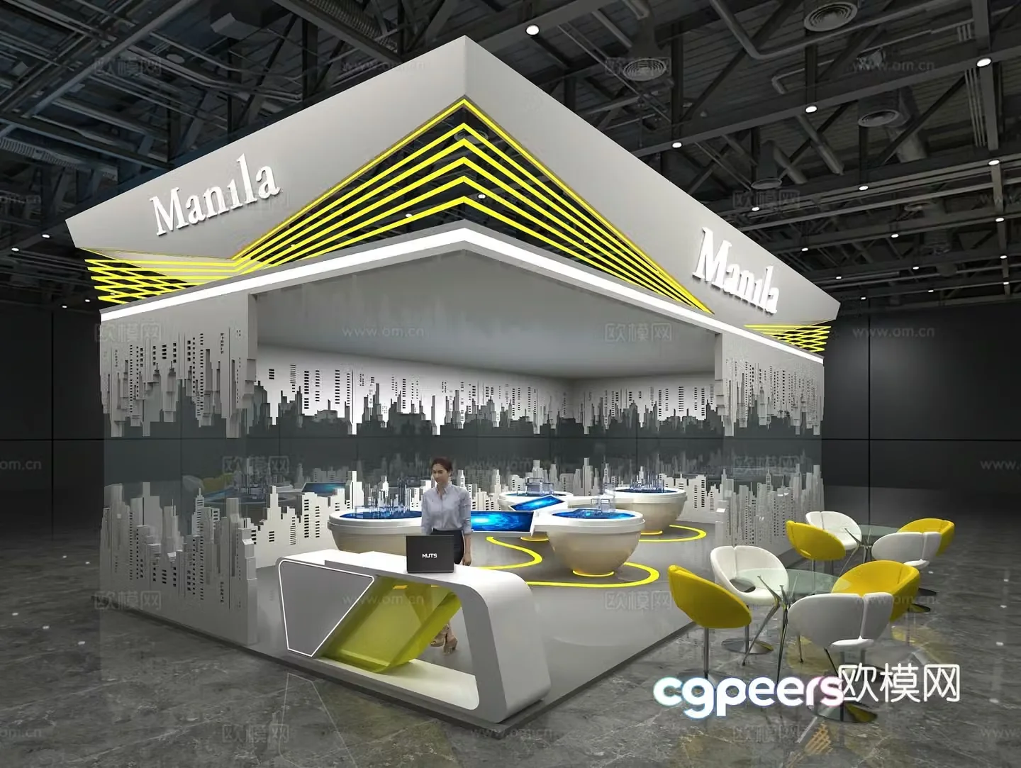 Modern real estate exhibition 3d model