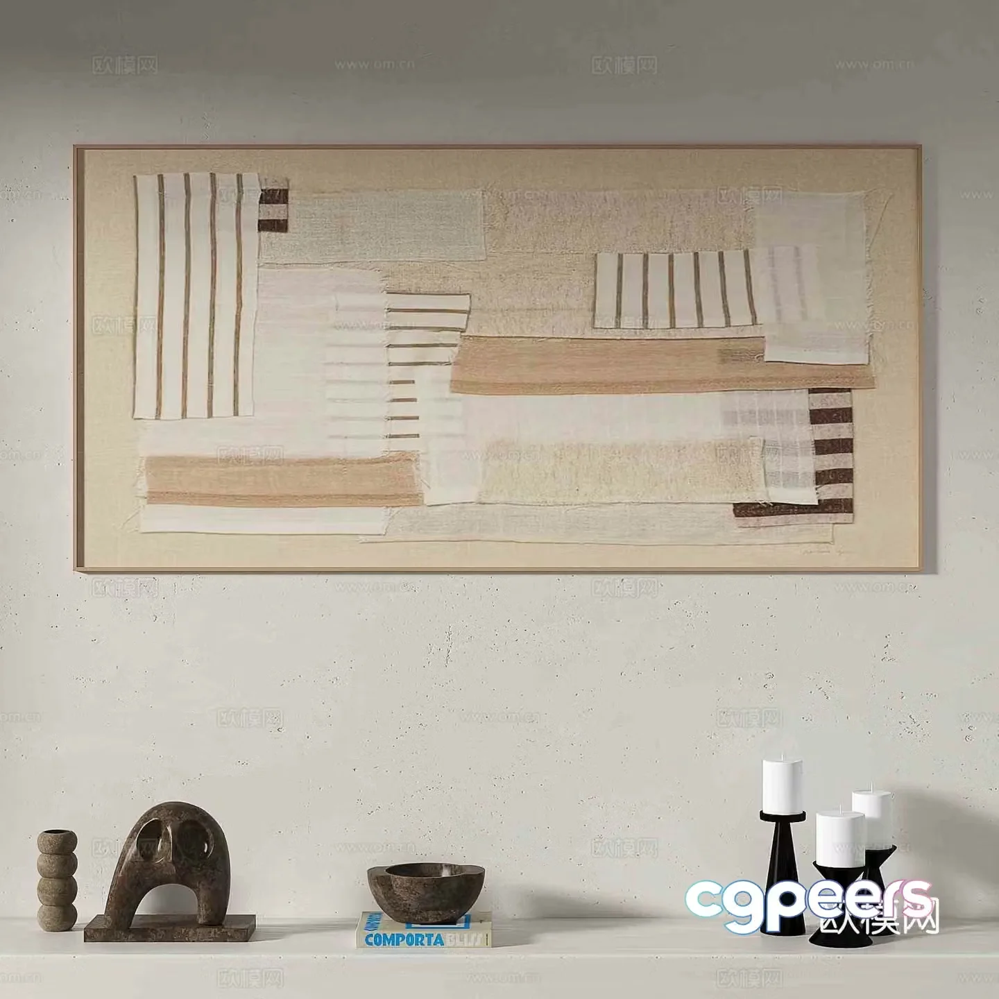 Modern abstract painting decorative painting 3d model