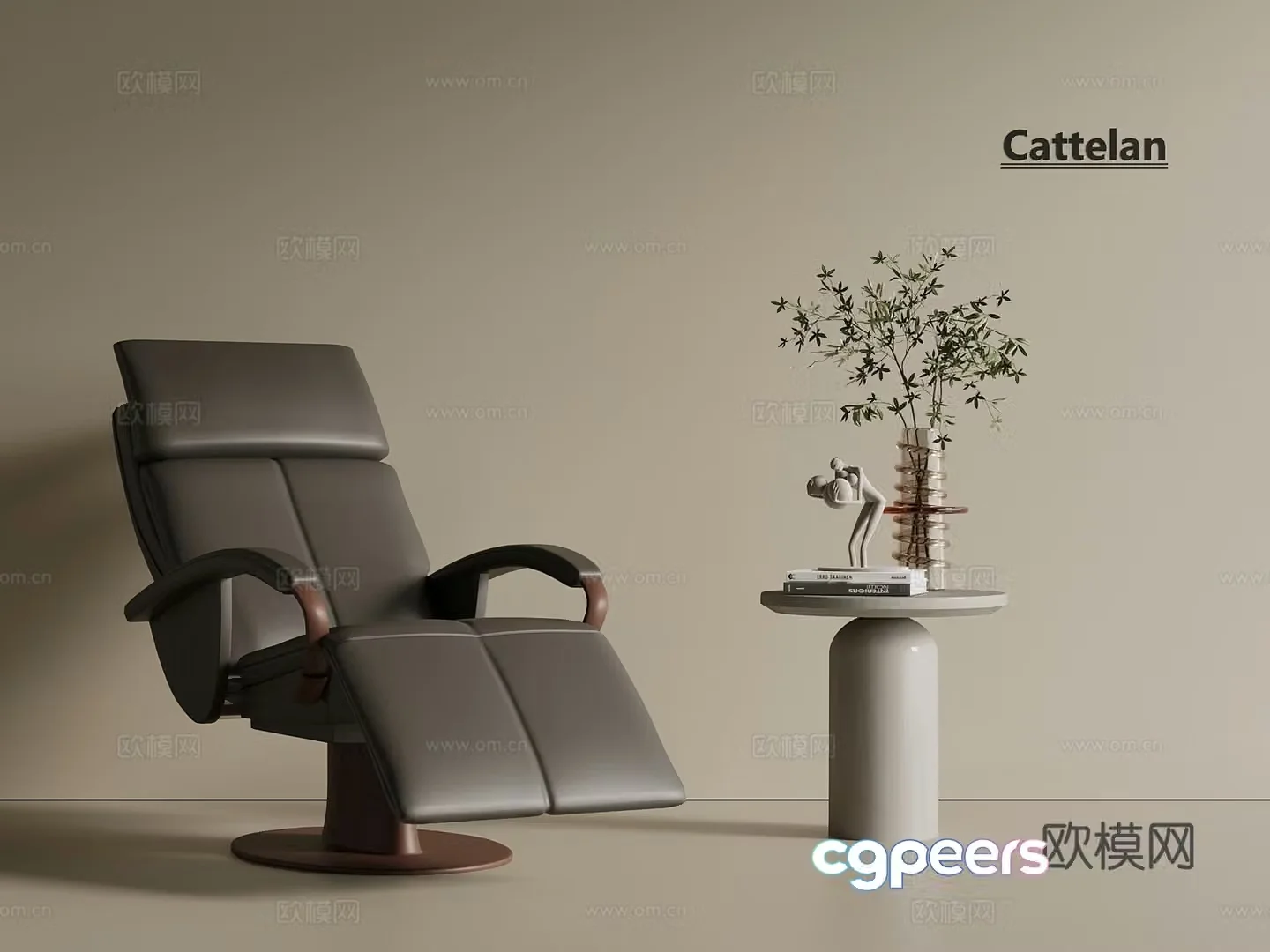 New Chinese style light luxury leisure chair leather chair sofa chair wooden chair 3d model