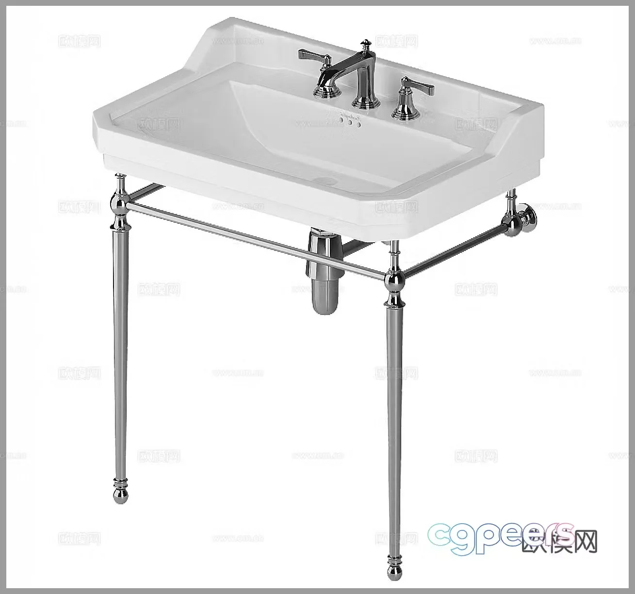 Simple European hand sink Simple hand sink Basin Public toilet Classical hand sink Faucet 3D model