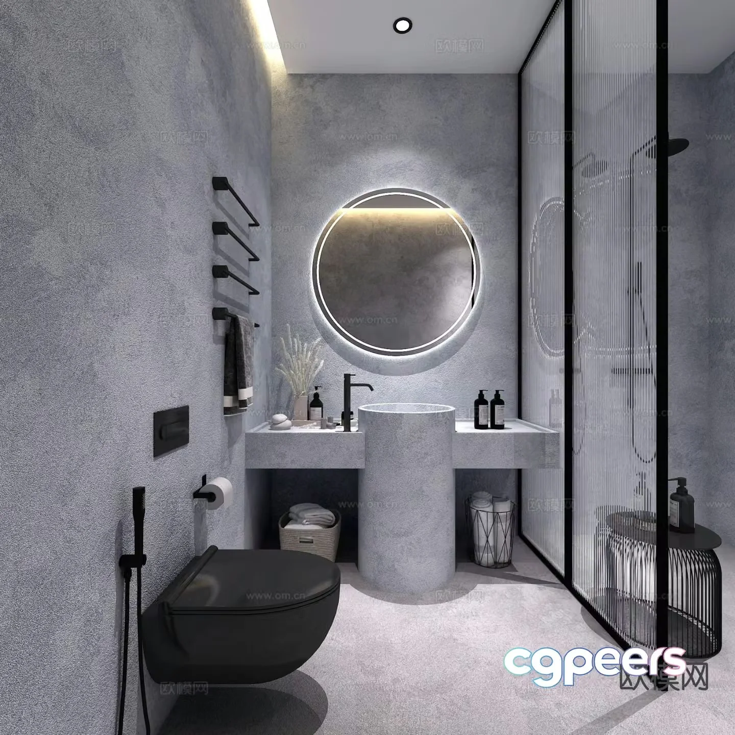Industrial style bathroom bathroom 3d model