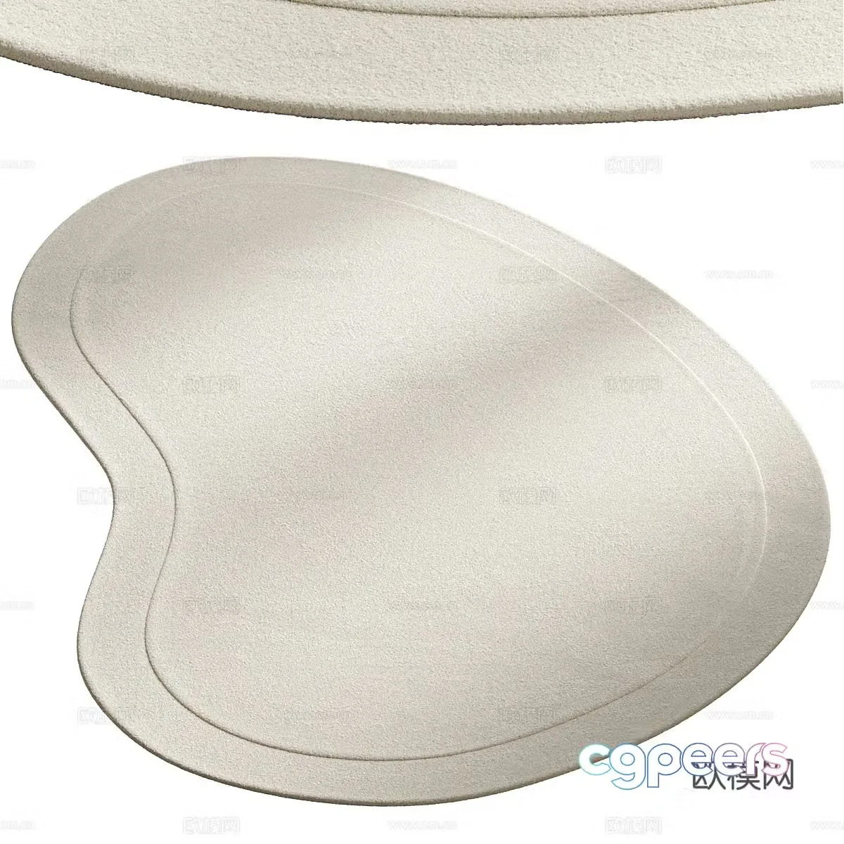Modern cream style fabric carpet 3d model