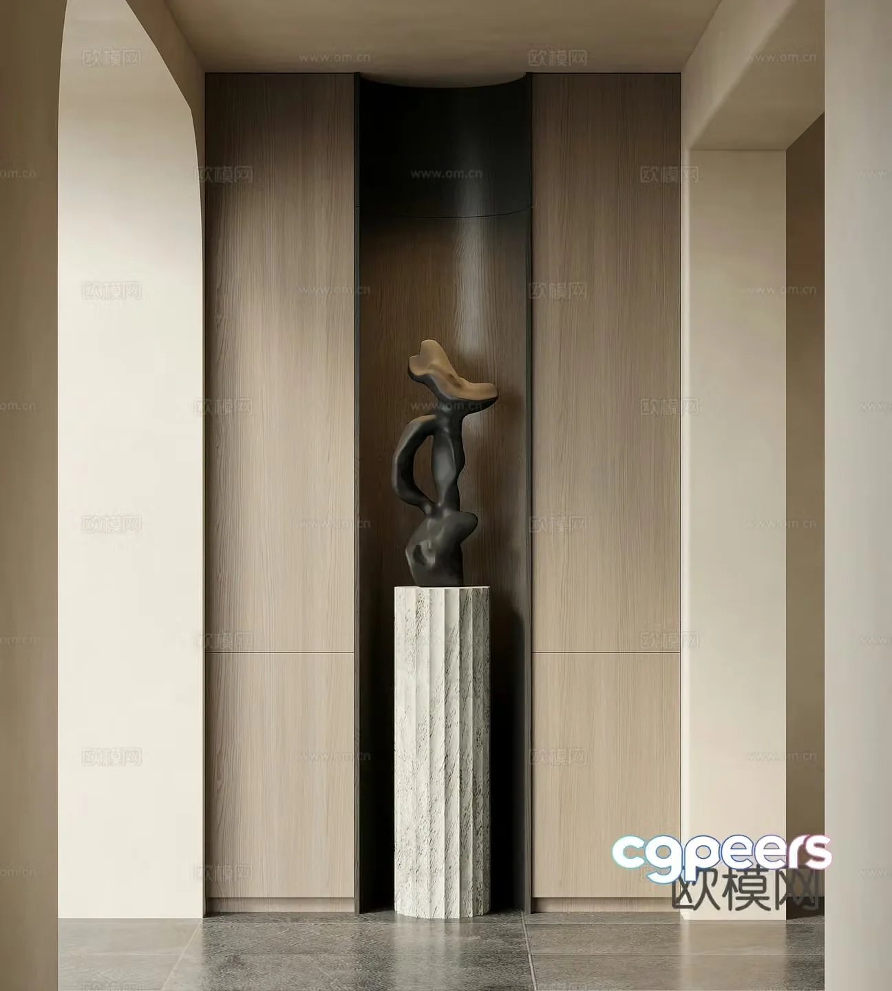 Italian minimalist entrance hall entrance background wall 3D model