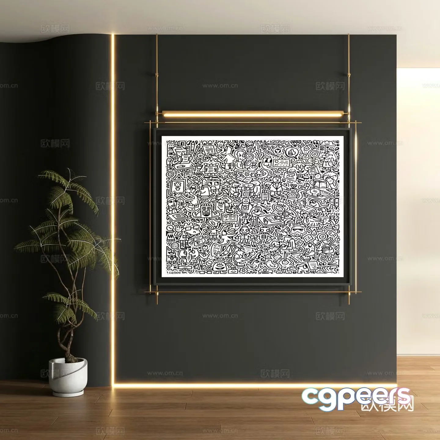 Modern graffiti decorative painting 3d model
