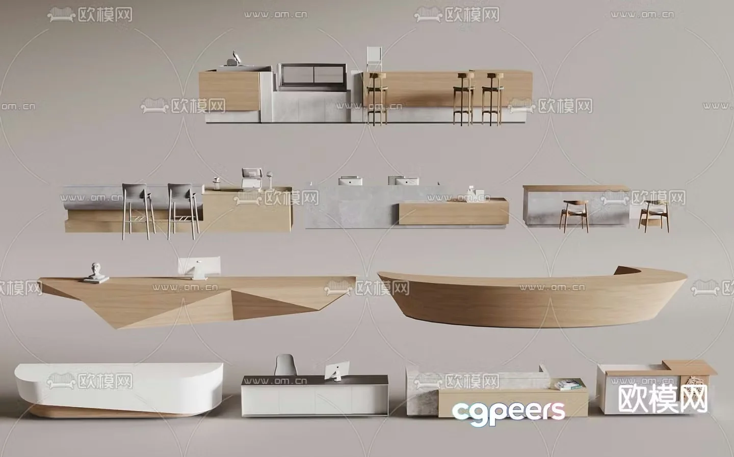 bar reception desk service desk front desk 3d model