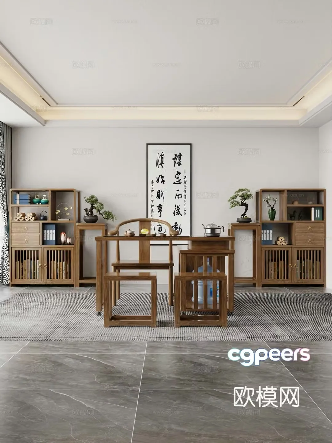 Tea table and chair combination tea table tea table tea room tea table balcony tea table 3D model